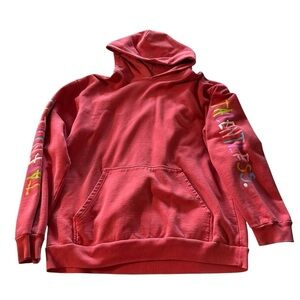 TALENTLESS Red Hoodie with Colorful Sleeve Detail
